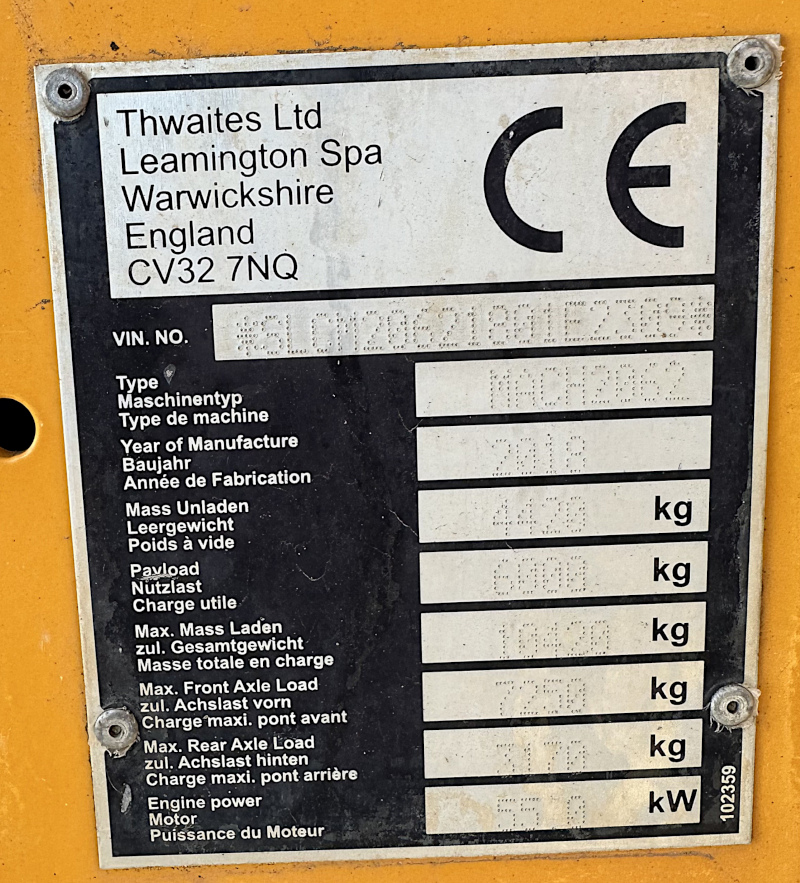 Thwaites MACH 2062 / 6 ton / 2018 r / 1427 mth